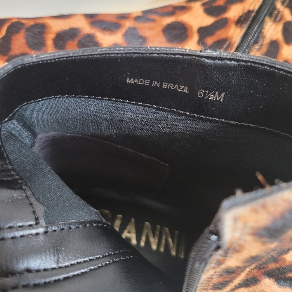 Gianni Bini Leopard Print Ankle Boots Size 6.5M New Made in Brazil - Picture 10 of 10